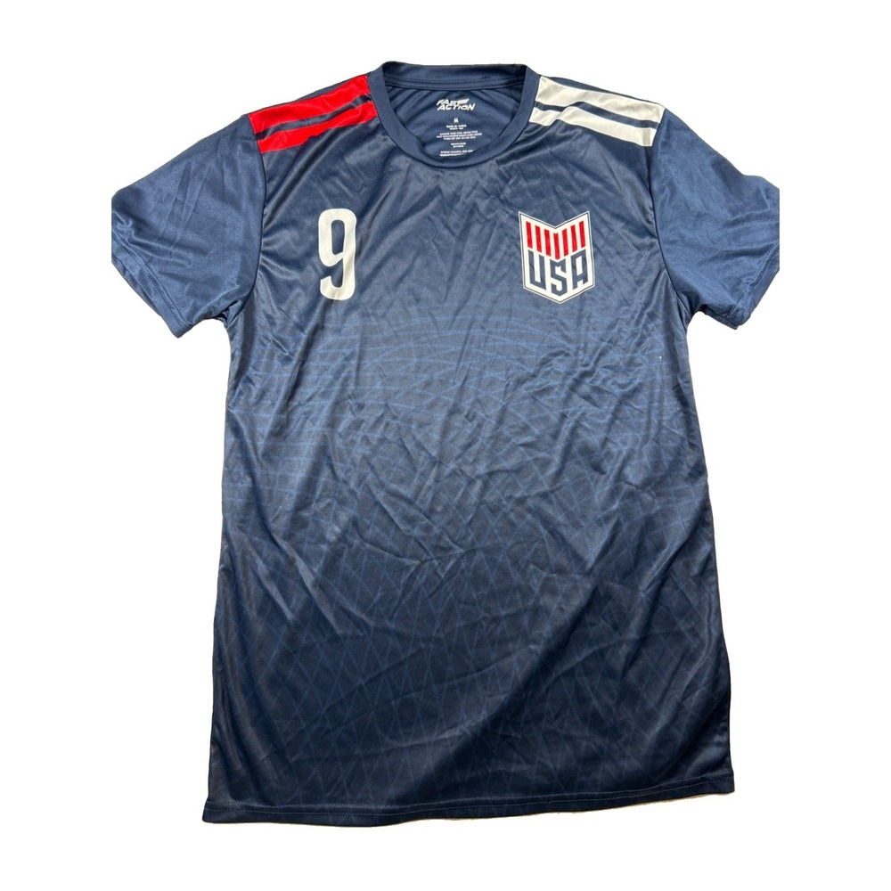 USMNT UNITED STATES Blue #9 US SOCCER JERSEY Usa World Cup Shirt Men's M Flaw